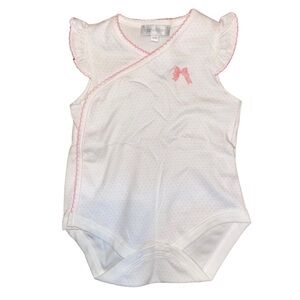Magnolia Baby Girl’s Size 6 months pink bow bodysuit super soft Pima cotton